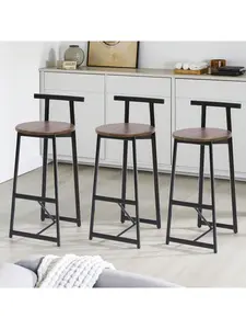 Industrial style/Three color optional,3-piece metal bar stool set,Black and white classic color anti slip foot pad with backrest for restaurant and bar