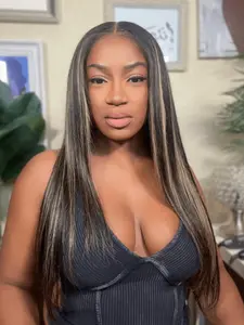 4x4 Glueless Wig Pre-Cut Lace Drawstring Wig Adjustable Cap Size HD Lace Closure Wig Highlights TP2/27 Layered Cut Pre-Bleached HD Lace HD Lace Hairline Lace Human Hair