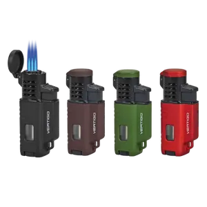 Vertigo Forester Triple Torch Lighter - Wind Resistant, Large Fuel Window, Carabiner Attachment, Single Action Ignition, Portable Design, Perfect for Campfires & Candles