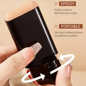 Foundation Stick Concealer Rod, Even Skin Tone Flawless Super Coverage Foundation Cream with Professional Brush, Easy Travel Carry, Long-Lasting No Smudge Soft Matte Makeup
