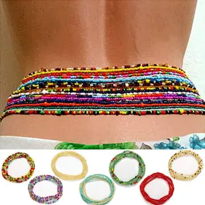 African Waist Beads Chain Layered Belly Body Chain Beach 7Pack Waist Jewelry Body Accessories for Women