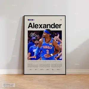 Shai Gilgeous-Alexander Thunder Poster, OKC NBA Wall Art, NBA Poster, Basketball Poster, NBA Basketball