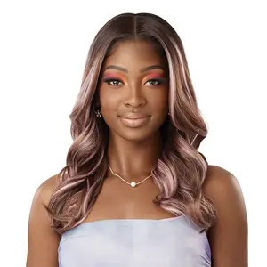 Outre Human Hair Blend HD Lace Front Wig Airtied Glueless Fully Hand-Tied 13X6 HHB-Natural Wave 20"
