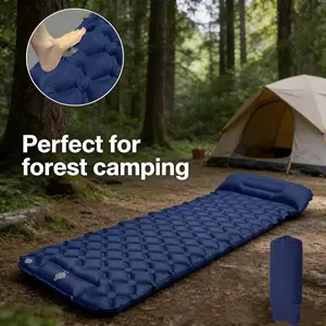 Outdoor Enthusiast Inflatable Air Mattress, TPU Foot Pump Sleeping Pad, Widened Thickened Body & Handy Pull Strap, Diamond Dot Non Slip, Lightweight Foldable Mattress for Travel Car Home Beach Hiking Camping, Portable Sleep Supplies
