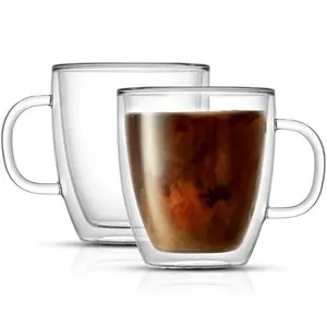 Set of 2 Double Wall Insulated Glasses - Coffee Mugs, 13.5-Ounces - Drinkware