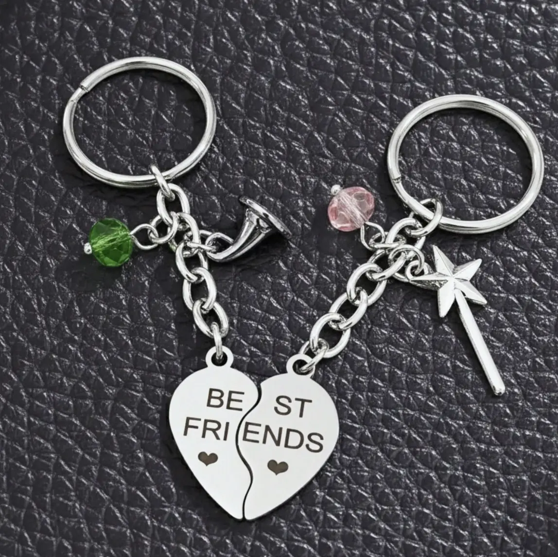 Stainless Steel Split Heart Keychain Set for Best Friends, Engraved Matching Friendship Charm, Customizable Anniversary Gift, Hearts, Customizable Keychains, Engraved Matching Keychains backtoschool