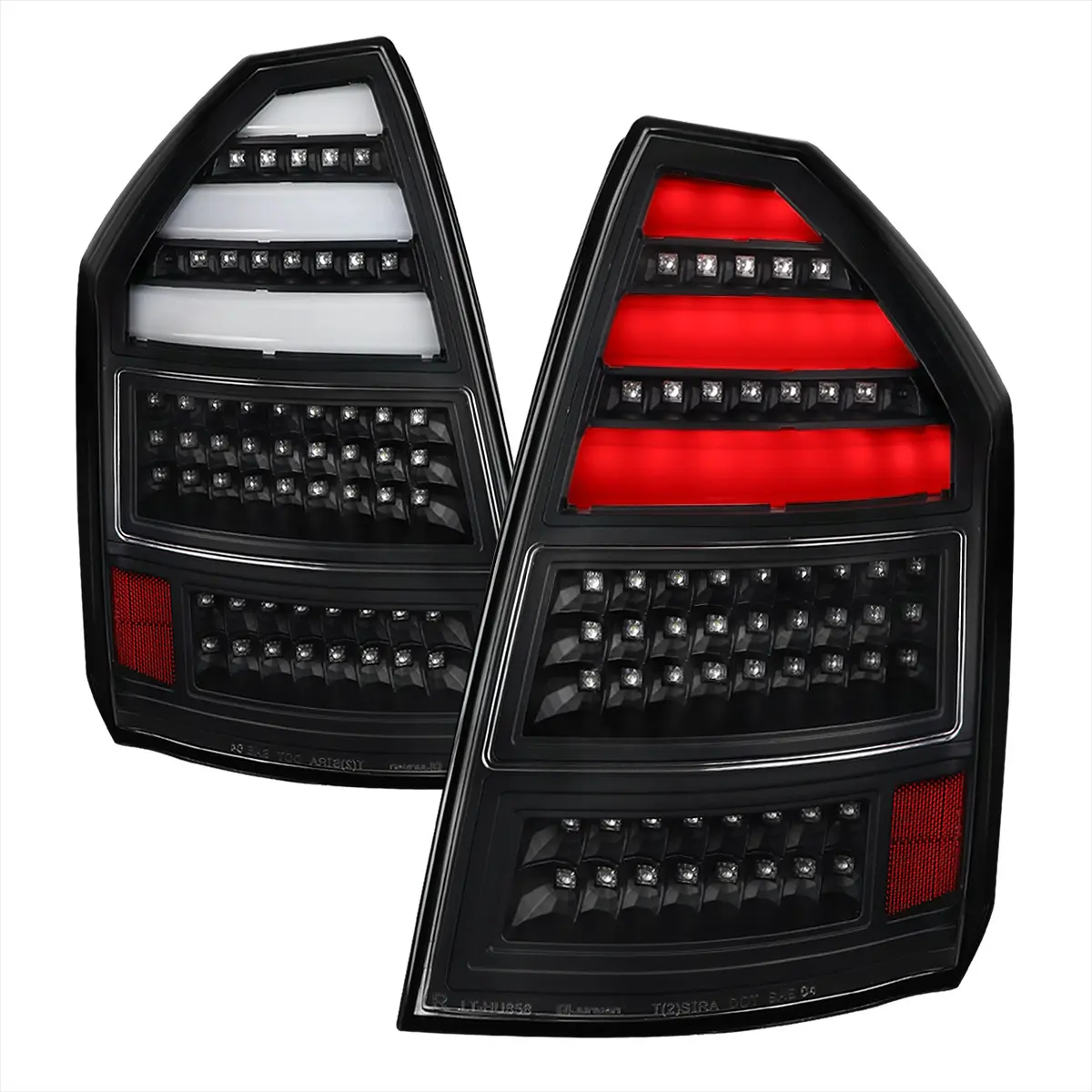 2005-2007 Chrysler 300C V2 LED Tail Lights (Matte Black Housing/Clear Lens)