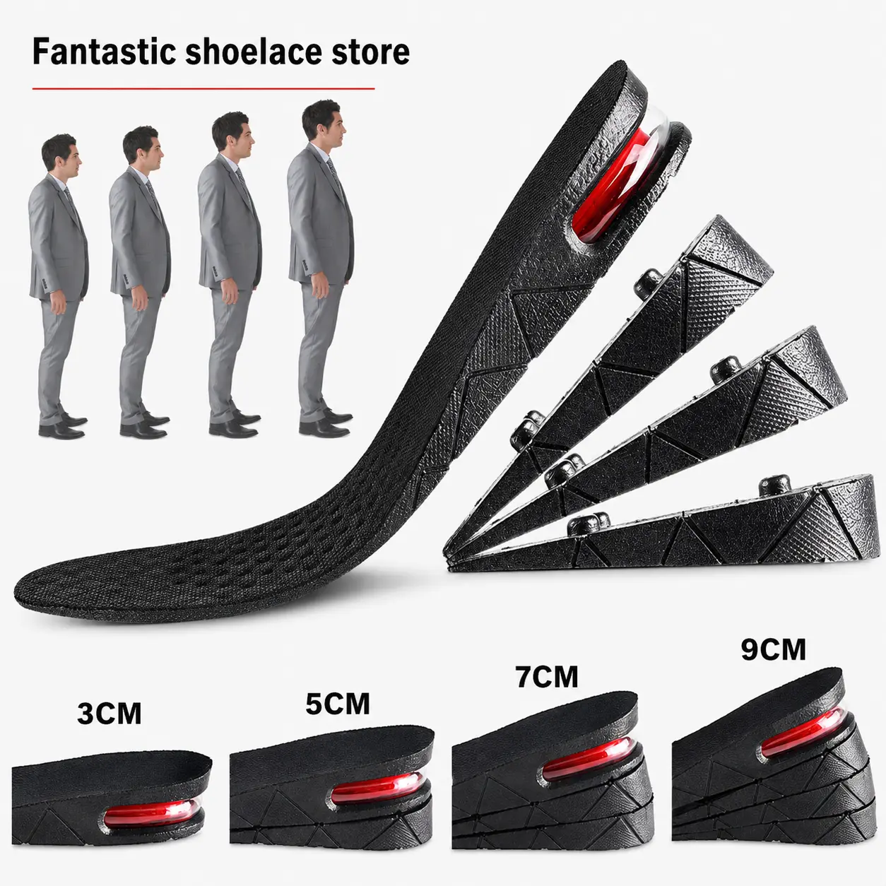 Height Increase Insole Invisible Heightening Template Air Cushion Shoe Inserts Variable Height Insoles Adjustable Cut Foot Pad