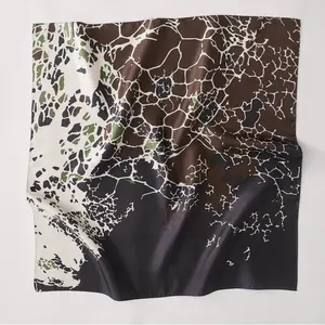 Lush Decor x Chuks Collins Threaded Roots Silk Scarf 100% Silk 26"x26" Nature-Inspired Pattern for Versatile Style and Gifting