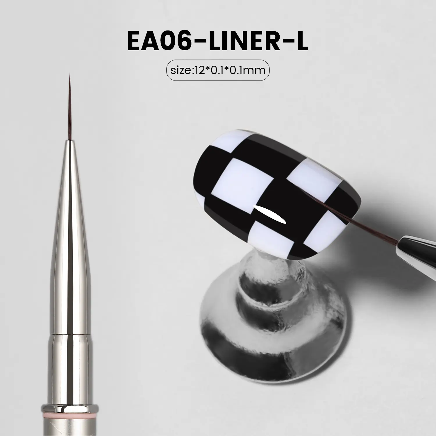 YOKEFELLOW EliteAlly Nail Art Brush EA06 LINER Long 12mm Slim Nail Art Liner Brush for Long Lines Nail Art Painting Manicure Design French Tips Professional Nail Art Tool (EA06 LINER-L )