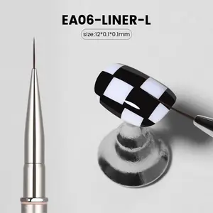 YOKEFELLOW EliteAlly Nail Art Brush EA06 LINER Long 12mm Slim Nail Art Liner Brush for Long Lines Nail Art Painting Manicure Design French Tips Professional Nail Art Tool (EA06 LINER-L )