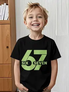 Number Letter Digital Print T-Shirt, Fashion Casual Kids Clothes, Perfect Gift for Boys, Outdoor Sports Daily Wear
