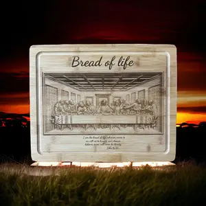 Custom Bamboo Cutting / Charcuterie Board with Drip Ring -Bread of Life Chopping Kitchen Chopping Kitchen Knives