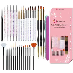 ✨ 31/32-Piece Nail Salon DIY Brush Set｜Includes UV Gel Nail Brushes, Double-Ended Dotting Pens, Liner Brushes, Carving Brushes, Builder Brushes & Nail Files｜Complete Essential Tool Kit for Professional Nail Artists
