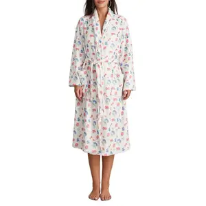 WomenY2kFruitRobeFleeceShawlCollarBathrobewithBeltCozySpaLongRobeOpenfrontNightgownLoungewear