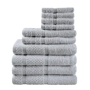 Mainstays 10-Piece Bathroom Towel Set, Home Supplies with Upgraded Softness and Durability, Grey