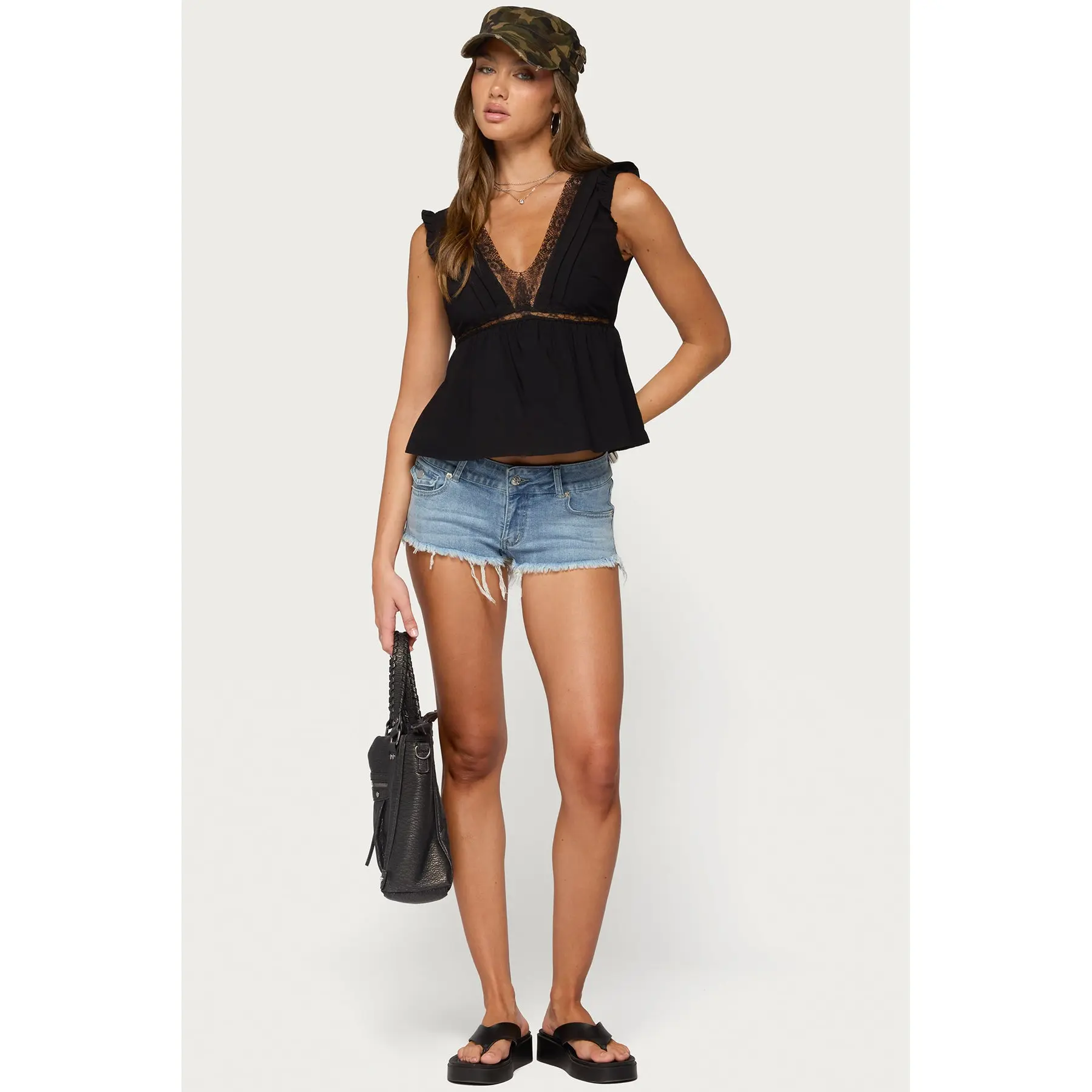 Emora Distressed Denim Micro Shorts