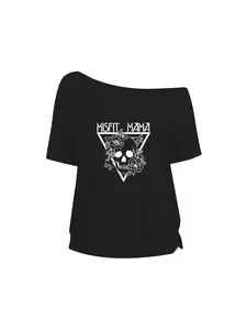 Women's Y2K Asymmetric Sexy Shoulderless T-Shirt, Skull Print, Punk Style, Summer Casual Top, Loose Fit, Short Design