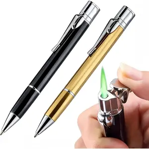 2 Pack of Pen Lighter Refillable Butane Gas Jet Butane Lighters Windproof for Home Use(Gas)