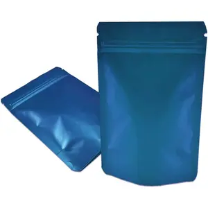 PABCK Stand-Up Resealable Heat Seal Bags 3.55mil Thick Frosted Blue Foil Sealed Bags 50 Pieces 3.35x5.1 inch for Zip Packaging Lock Food Storage Pouch