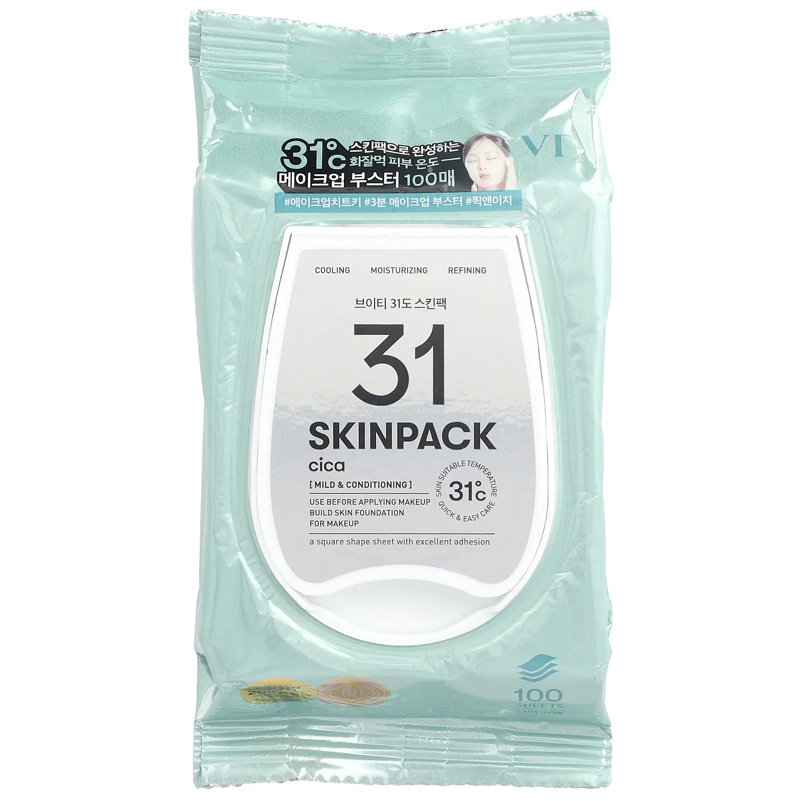 VT Cosmetics 31 Skin Pack, Cica, 100 Sheets