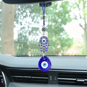 Devil Eye Turkish Blue Hand Good Luck Decoration Keychain Car Hanging Ornament, Evil Eye Protection Accessory for Cars & Keys, Car Trinkets, Car Key Pendant, Car Hanger Ornament