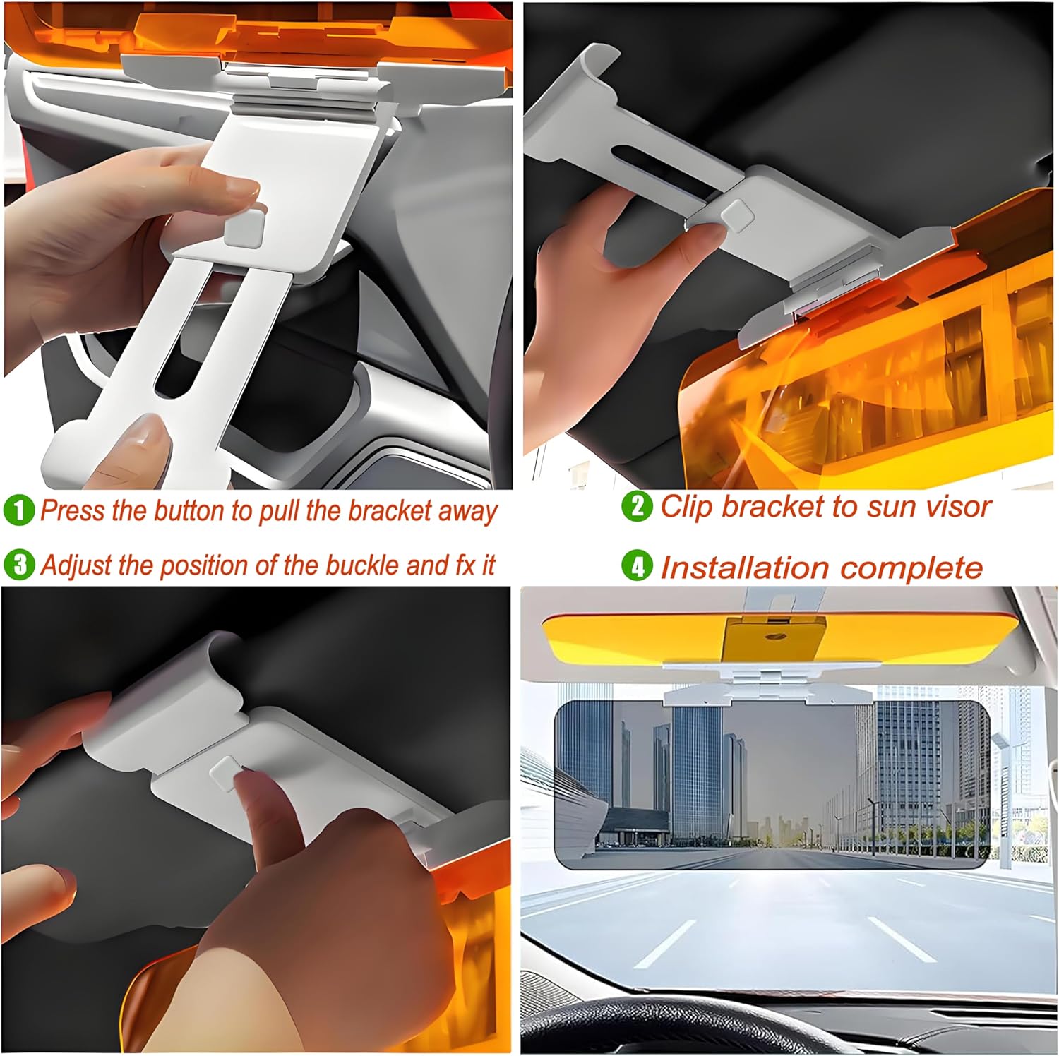 Car Visor 2 in 1 Day and Night Anti-Glare, Automobile Sun Anti-UV Block Visor, Non Glare Anti-Dazzle Sunshade Mirror Goggles Shield for Driving Goggles, Windshield Visor (Two Color 1 Pack)