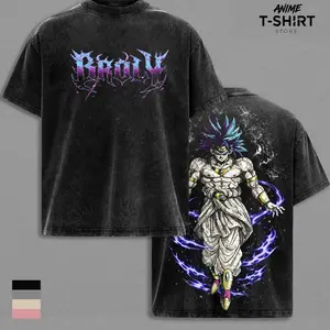 #Broly - DBZ Vintage Washed T-Shirt, Relaxed Fit, Heavyweight Cotton, Unisex Streetwear Casual Wear, Legendary Super Saiyan Graphic Tee, Gift for Anime Fans, Oversize Shirt, Vintage Outfit, Gift for him, for her Y3A