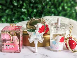 Sheep Liquid Keychain, Cute Pink Lamb Shaker Bag Charm, Kawaii Peach Key Chain Ring Accessory, Red Lychee Fruit Fidget Anxiety Toy, Glitter cute keychain