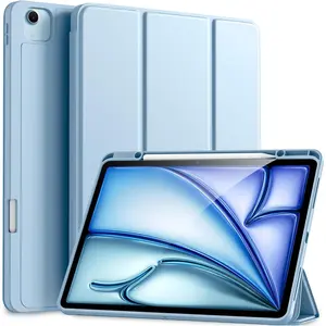 Compatible for iPad Air 13 Inch Case (M3/M2) 2025/2024 with Pencil Holder, for iPad Pro 12.9 Case 6th/5th/4th Generation 2022/2021/2020, Trifold Stand Protective Cover/Soft TPU , Sky Blue