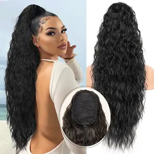 [ Kookastyle ] Ponytail Extension 30 Inch Drawstring Pony Tails Hair Extensions for Women Long Curly Brunette Brown Ponytail Synthetic Hairpieces for Daily Use