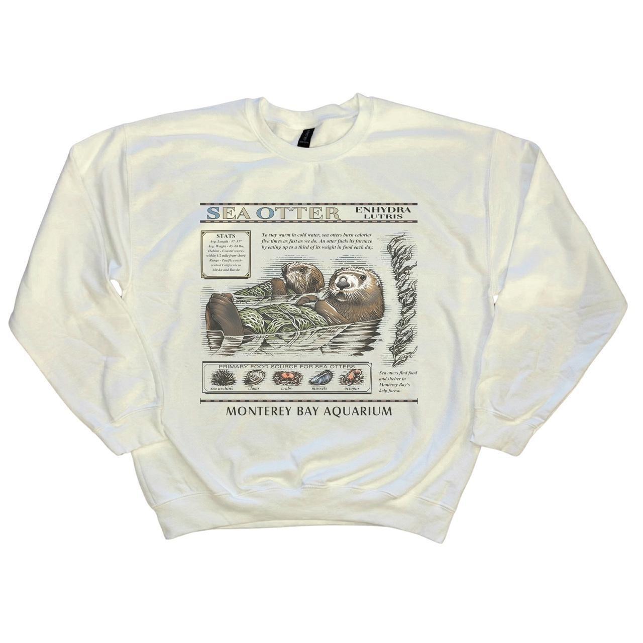 Sea Otter Monterey Bay Aquarium Gildan cotton graphic crewneck sweatshirt | minimal streetwear