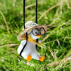 Swinging Duck   Ornament - Rear View Mirror  Accessories, Cute Glass Charm Pendant  for Women Men Teens, Fun  Decor(Glass A)