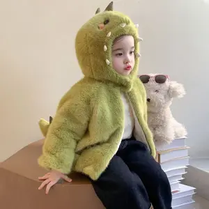 Toddler Pink Dinosaur Fleece Hooded Jacket, Kids Plush Animal Coat