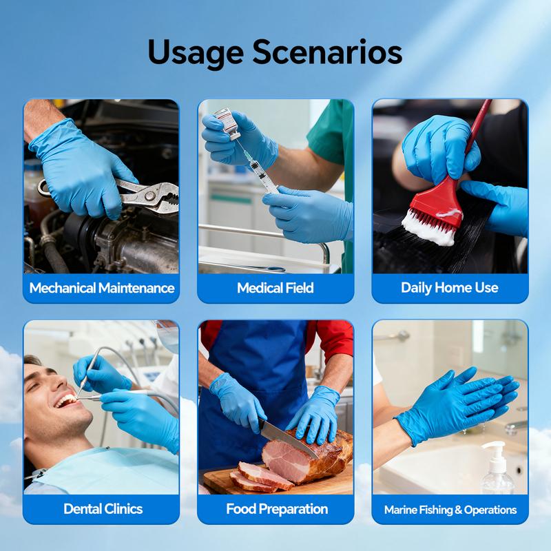 500pcs Heavy-Duty Blue Nitrile Gloves , Extra Thick 8 Mil, Oil Resistant, Powder-Free, for Industrial, Salon, Laboratory, Kitchen, Cleaning - Bulk Value Pack (S/M/L/XL), Salon Supplies, Professional Workwear, Reinforced Protection, Home Cooks