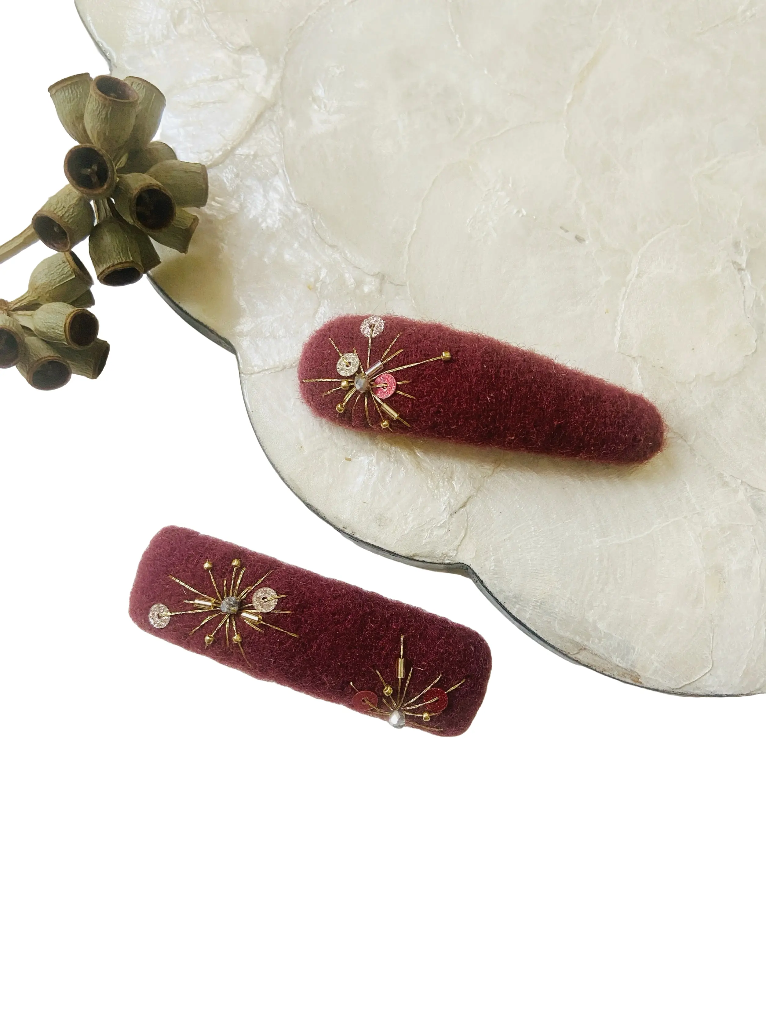Handmade Embroidered Velvet Hair Clips for Girls, Vintage Floral Barrette Set, Preppy Style, All Seasons, Cute Gift Hair Accessories