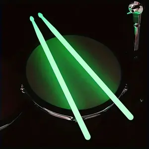 2-Pack Glow-In-The-Dark Drumsticks, Neon Colorful Fluorescent Drum Skins, 5 Bright Sizes, Ideal for Jazz Drums and Beginners, High-Quality Non-Electric Percussion Drum Accessories