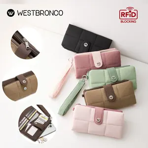 [New in Sale]WESTBRONCO TikTokShopSpringGlowUp Puffy Long Wristlet Wallets Fashion Card Holder for Daily Use, Stylish Women Wallet RFID Blocking for Teen Girls, Spring Trendy Coin Purse with ID Window&Zipper Pocket&Card Slots Casual Style SpringStatements