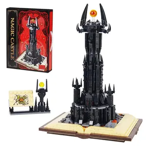 969PCS Black Tower on Book Lord Rings Sauron Eye Building Blocks with Led Light Assemble Brick Toy Gifts For Adult Teens