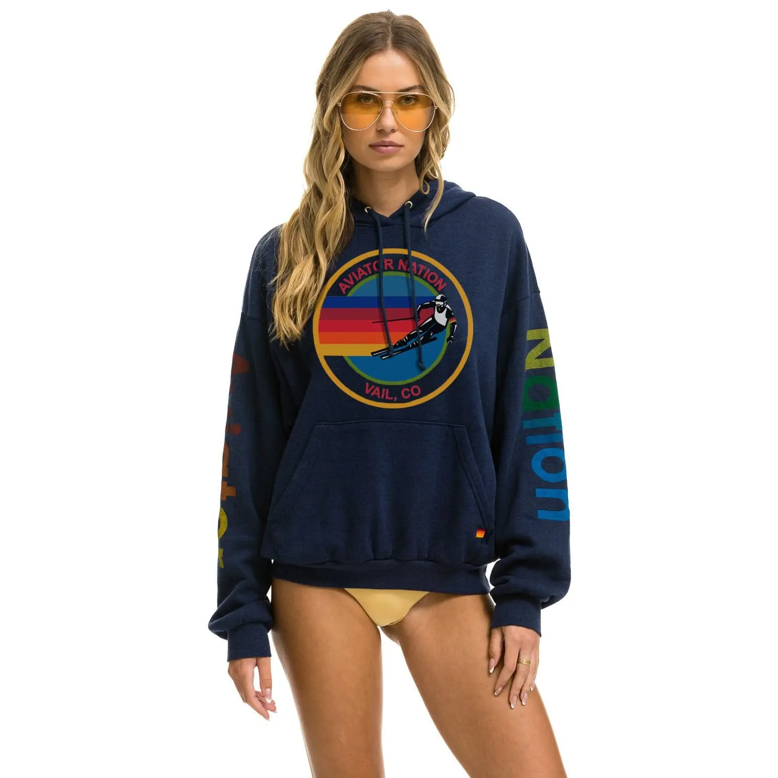 AVIATOR NATION VAIL RELAXED PULLOVER HOODIE - NAVY