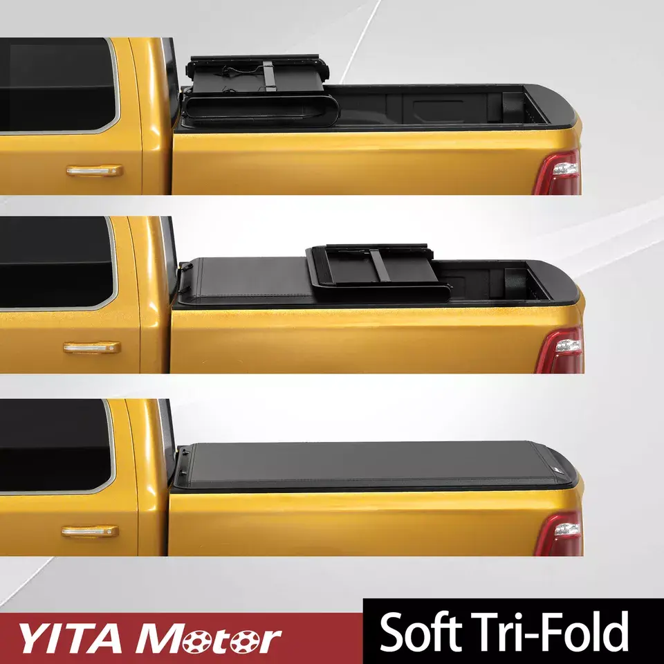 5ft/6ft Bed Soft Tri Fold Truck Bed Tonneau Cover Compatible with Toyota Tacoma 2005-2015 Fleetside
