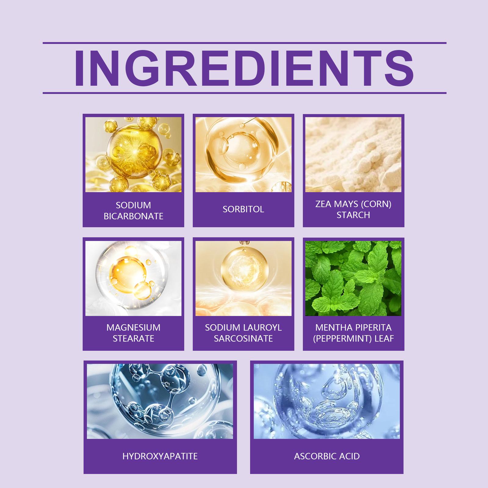 Oralhoe Purple Whitening Tooth Powder - Contains Hydroxyapatite, Removes Surface Stains, Whitens and Cleans, Strengthens Enamel, Long-Lasting Fresh Breath - Suitable for Daily Oral Care