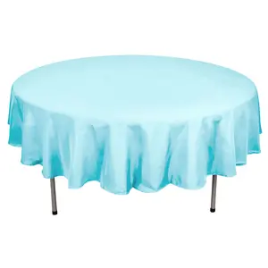 Polyester 90" Round Tablecloth Light Blue - Stain & Wrinkle-Resistant Table Cover