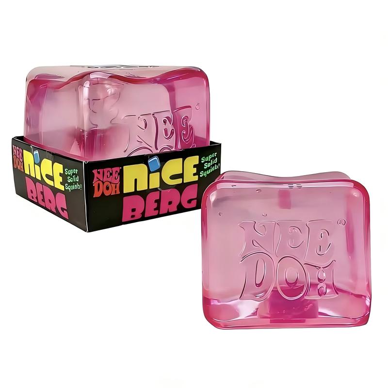 NeeDoh Nice Berg Sensory Squeeze Toy - Giant 2.25'' Pink Nice Cube with Super Solid Squish, Satisfying Square Shaped Sensory Toy, Children Ages 3+(1 Pack)