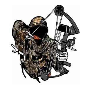 Bow Hunting Deer Camo Vinyl Decal Sticker For Car Or Truck Window, Durable Arrow Hunter Design, Waterproof Outdoor Hunting Gift For Men, Archery Lover, Deer Season Gear Accessory