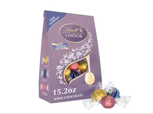 Lindt LINDOR White Chocolate Assorted Chocolate Candy Truffles with Smooth Melting Truffle Center 15.2 oz Bag