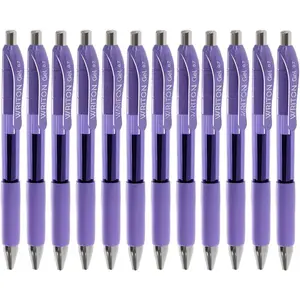 Retractable & Refillable Gel Pens, Comfort Grip, 0.7mm Fine Point, Purple Ink, 12 Pack