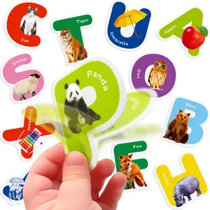 26 PCS Letter Gel Stickers - Thick Removable Alphabet & Animal Window Clings for Toddlers, Great for Home Classroom Nursery Decor and Toddler Animal Party Supplies
