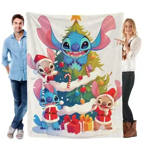 Disney Stitch Christmas Limited Edition Blanket - Festive Design with Stitch in Santa Outfit - Perfect Gift for Disney Fans - Exclusive Holiday Blanket
