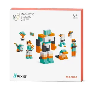 PIXIO Manga - 214 Magnetic Blocks | Magnetic Building Toy & STEM Construction Set + Free App